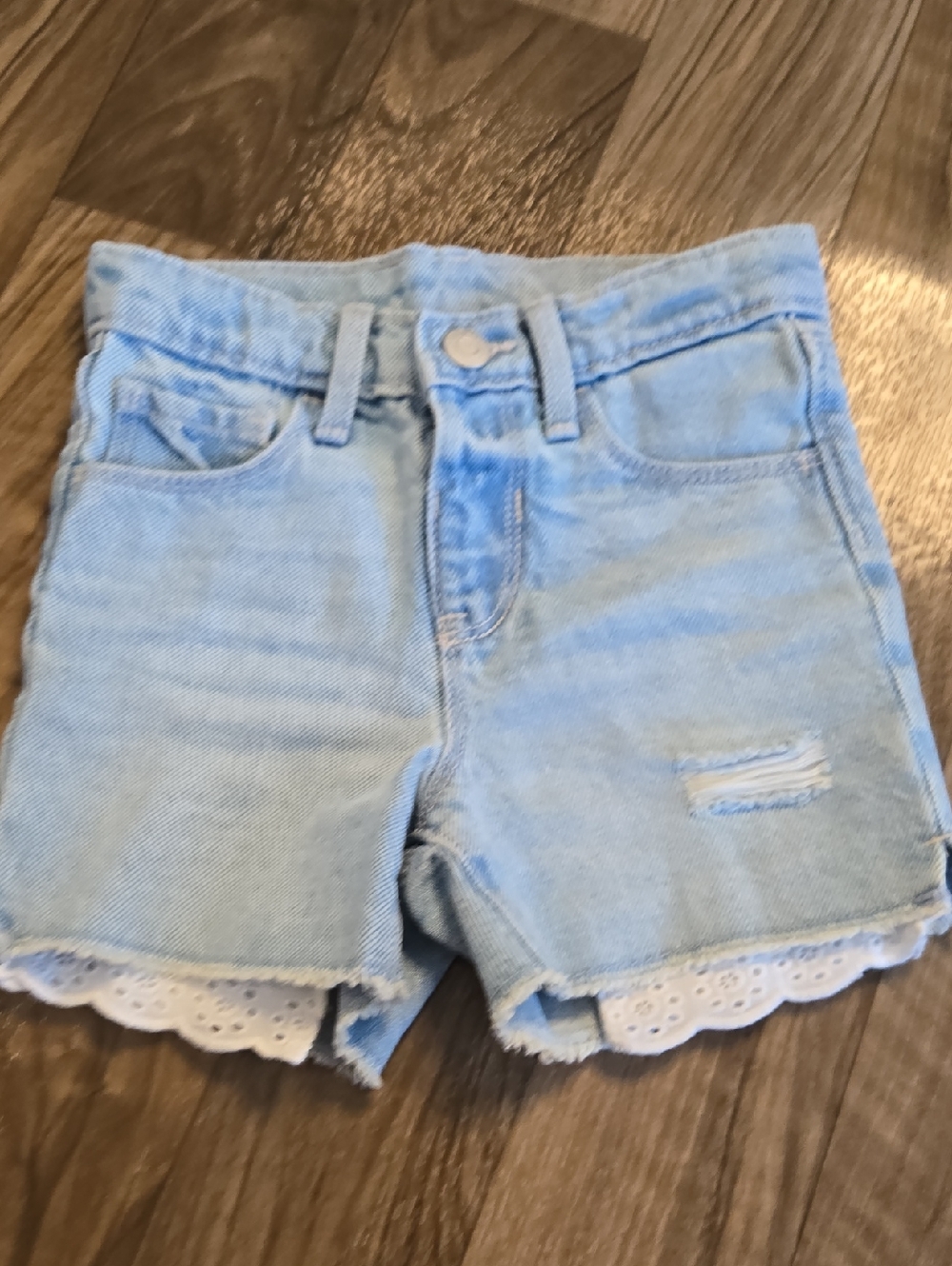 Old Navy Light Blue Denim Shorts with Eyelet Hem